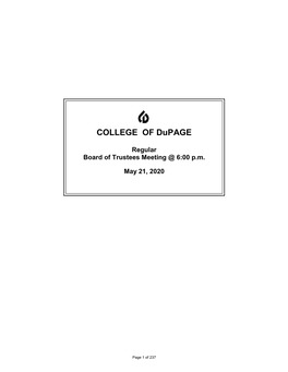 College of Dupage Board of Trustees May 21, 2020 Regular Board