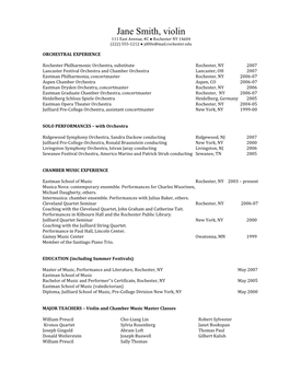 Sample Instrumental Resume