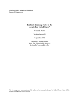 Banknote Exchange Rates in the Antebellum United States*