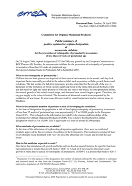 Mecasermin Rinfabate for the Prevention of Retinopathy of Prematurity in Neonates of Less Than 32 Weeks of Gestational Age