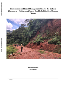 Doranaela – Wathurawa) Access Road Rehabilitation (Balance Work