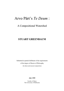 Arvo Pärt's Te Deum