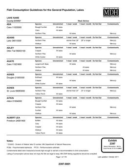 Fish Consumption Guidelines for the General Population, Lakes 2397