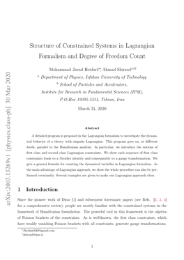 Structure of Constrained Systems in Lagrangian Formalism and Degree of Freedom Count