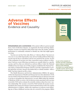 Adverse Effects of Vaccines Evidence and Causality