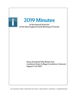 2019 Minutes of the Annual Sessions of the New England Yearly Meeting of Friends