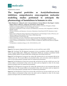 The Targeted Pesticides As Acetylcholinesterase Inhibitors