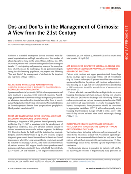 Dos and Don'ts in the Management of Cirrhosis: a View from the 21St