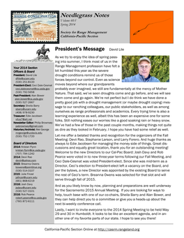 Needlegrass Notes Volume 60:1 Spring 2014