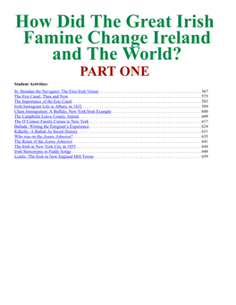 How Did the Great Irish Famine Change Ireland and the World? PART ONE Student Activities: St