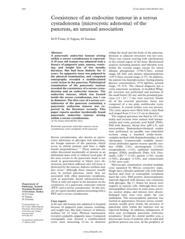 Coexistence of an Endocrine Tumour in a Serous Cystadenoma (Microcystic Adenoma) of the Pancreas, an Unusual Association