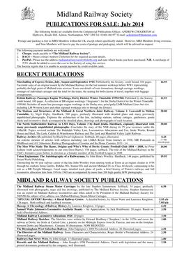 Midland Railway Society Publications