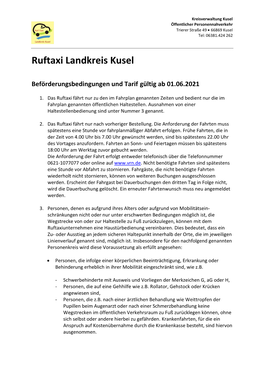 Ruftaxi Landkreis Kusel