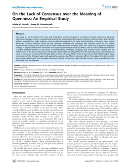 On the Lack of Consensus Over the Meaning of Openness: an Empirical Study