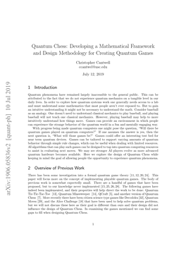Quantum Chess: Developing a Mathematical Framework and Design Methodology for Creating Quantum Games