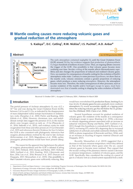 Mantle Cooling Causes More Reducing Volcanic Gases and Gradual Reduction of the Atmosphere