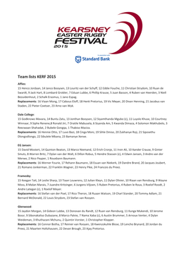 Team Lists KERF 2015