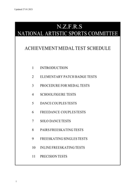 Medal Test Schedule 2021