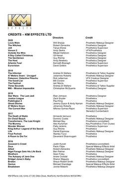 Credits – Km Effects