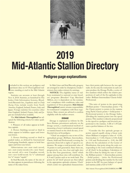 2019 Mid-Atlantic Stallion Directory Pedigree Page Explanations