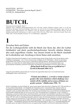BUTCH.“ UNTERTITEL: „Was Genau Meint Der Begriff „Butch“? AUTOR IN: „Katharina Rost“