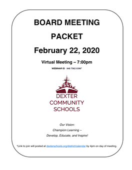 BOARD MEETING PACKET February 22, 2020