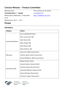 Concise Minutes - Finance Committee