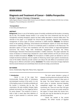 Diagnosis and Treatment of Cancer