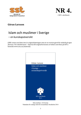 Islam Och Muslimer I Sverige – En Kunskapsöversikt