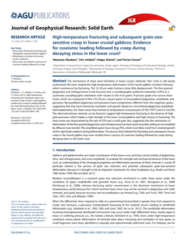 High-Temperature Fracturing and Subsequent Grain-Size-Sensitive Creep in Lower Crustal Gabbros: Evidence for Coseismic Loading F