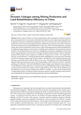 Dynamic Linkages Among Mining Production and Land Rehabilitation Eﬃciency in China