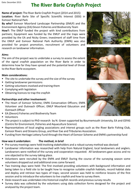The River Barle Crayfish Project