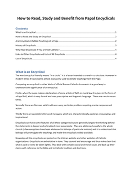 How to Read, Study and Benefit from Papal Encyclicals