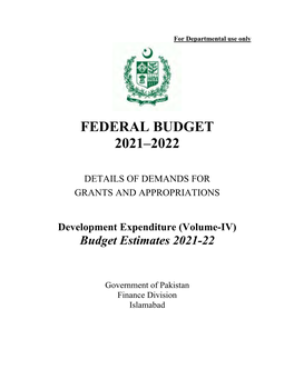 Development Expenditure (Volume-IV) Budget Estimates 2021-22