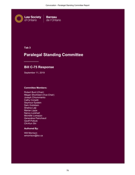 Paralegal Standing Committee Report