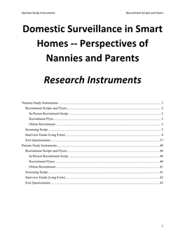 Domestic Surveillance in Smart Homes -- Perspectives of Nannies and Parents