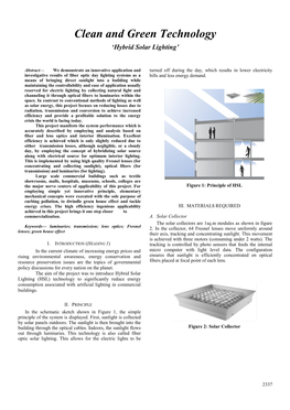 Clean and Green Technology : Hybrid Solar Lighting