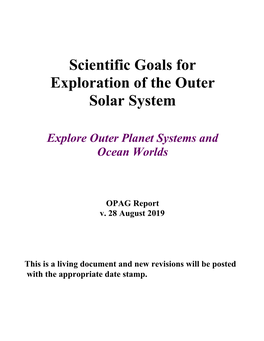 Scientific Goals for Exploration of the Outer Solar System