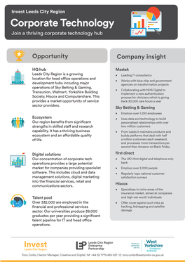 Corporate Technology Join a Thriving Corporate Technology Hub