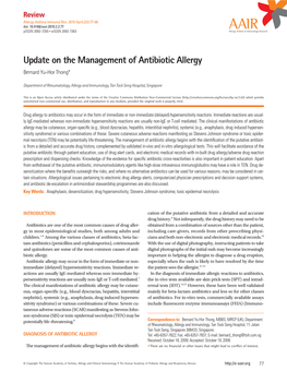 Update on the Management of Antibiotic Allergy Bernard Yu-Hor Thong*