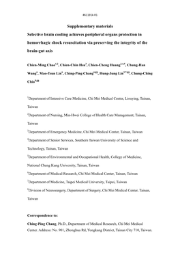 Supplementary Materials Selective Brain Cooling Achieves Peripheral Organs Protection in Hemorrhagic Shock Resuscitation Via