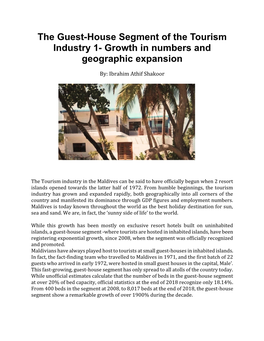 The Guest-House Segment of the Tourism Industry 1- Growth in Numbers and Geographic Expansion