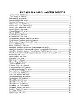 PIKE and SAN ISABEL NATIONAL FORESTS Antelope Creek (6,900 Acres)