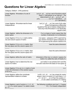 Questions for Linear Algebra