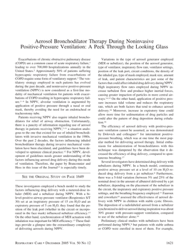 Aerosol Bronchodilator Therapy During Noninvasive Positive-Pressure Ventilation: a Peek Through the Looking Glass