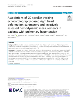 Associations of 2D Speckle Tracking Echocardiography-Based Right Heart