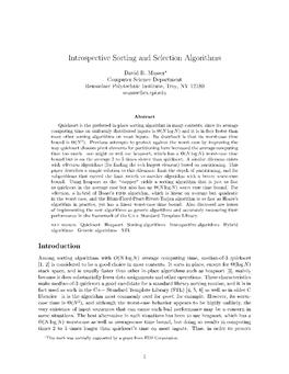 Introspective Sorting and Selection Algorithms