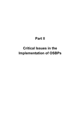 Part II Critical Issues in the Implementation of Osbps