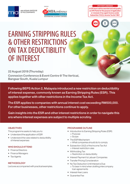 Earning Stripping Rules & Other Restrictions on Tax