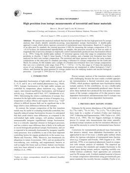 High Precision Iron Isotope Measurements of Terrestrial and Lunar Materials